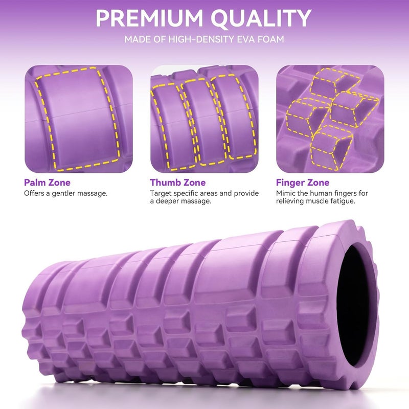 Krightlink Foam Roller for Muscle Massager, Patented 13" High Density Exercise Roller for Muscle and Myofascial Trigger Point Release, Yoga, Back Roller for Fitness, Yoga (Purple) - Image 2